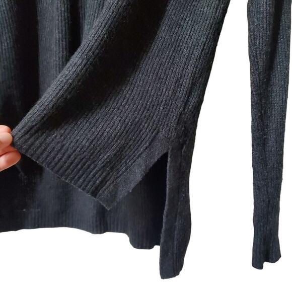 Madewell Warmlight knit Pullover Sweater Riubbed Charcoal Hi-Lo XS Wool - Picture 7 of 12